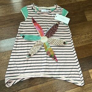 Poco & Picotine Girls Size 5-6Y Short Sleeve Shirt Dress